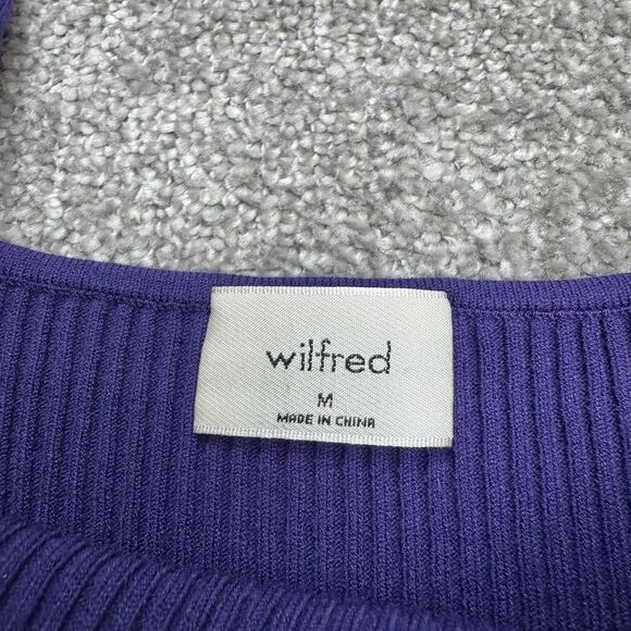 Aritzia Wilfred Saturn Ribbed Knit Bodycon Mini Tank Dress Womens Medium Purple - Picture 5 of 12